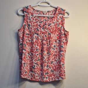 Talbots Coral and Teal Floral Sleeveless Top